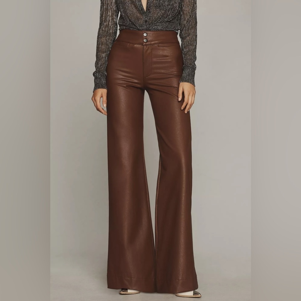 NWT ASKK NY Brighton Faux Leather Flare Pants - Picture 2 of 5
